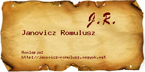 Janovicz Romulusz névjegykártya